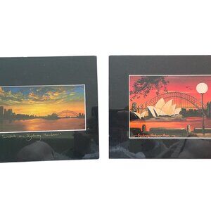 Australian Landscape Print Lot 2 Hugh Symonds Sydney Harbour Moon 10" x 8"
